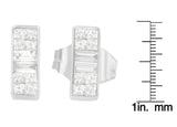 18K White Gold 1/4 cttw Baguette and Princess Cut Diamond Earrings (G-H, VS1-VS2)