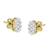 18K Yellow Gold 1 cttw Flower Diamond Stud Earrings (H-I, I1-I2)