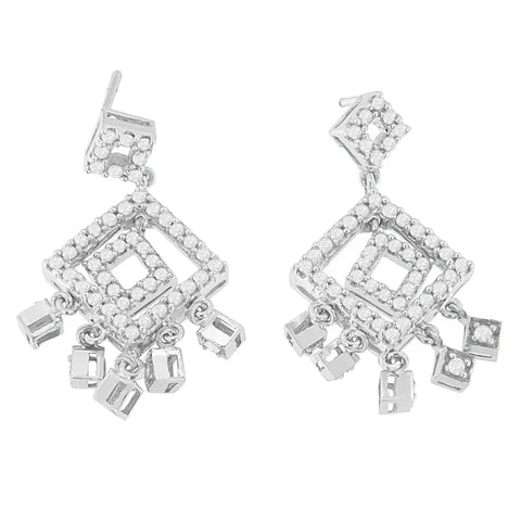 18K White Gold 1 cttw Diamond Dangle Earrings (H-I, I1-I2)