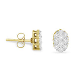 18 Karat Yellow Gold 1ct. Total Diamond Weight Flower Diamond Stud Earrings