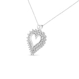 .925 Sterling Silver 4 Cttw Round-Cut Double Row Composite Diamond Heart 18" Pendant Necklace (K-L Color, I1-I2 Clarity)