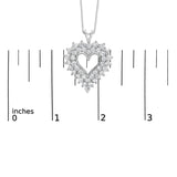 925 Sterling Silver 4.0 Cttw Diamond Two Row Open Heart 18" Pendant Necklace (I-J Color, I2-I3 Clarity)