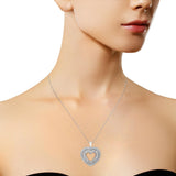 .925 Sterling Silver 1.0 Ctw Diamond Shadow Open Heart Halo 18" Pendant Necklace (I-J Color, I1-I2 Clarity)