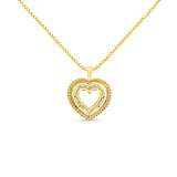 14K Yellow Gold Plated .925 Sterling Silver 1.0 Cttw Round and Baguette-Cut Diamond Composite Hearth 18" Pendant Necklace (I-J Color, I1-I2 Clarity)