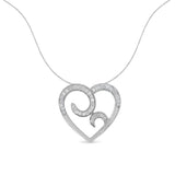 .925 Sterling Silver 1/4 cttw Round Diamond Heart Pendant Necklace (H-I, I1-I2)