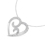 .925 Sterling Silver 1/4 cttw Round Diamond Heart Pendant Necklace (H-I, I1-I2)