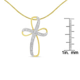 Two Tone .925 Sterling Silver 1/10 cttw Round Diamond Fashion Pendant Necklace (H-I, I3)