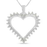 .925 Sterling Silver 1/4 cttw 3-Prong Diamond Open Heart 18" Pendant Necklace (I-J Color, I3 Clarity)