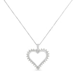 .925 Sterling Silver 1/4 cttw 3-Prong Diamond Open Heart 18" Pendant Necklace (I-J Color, I3 Clarity)