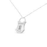 .925 Sterling Silver 1/10 Cttw Diamond Lock Pendant 18" Necklace (H-I Color, I1-I2 Clarity)