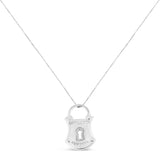 .925 Sterling Silver 1/10 Cttw Diamond Lock Pendant 18" Necklace (H-I Color, I1-I2 Clarity)