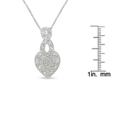 .925 Sterling Silver 1/3 Cttw Diamond Awareness Ribbon Halo Heart 18" Pendant Necklace (I-J Color, I2-I3 Clarity)