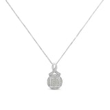 .925 Sterling Silver 1/3 cttw Diamond Ribbon and Circle Cluster 18" Pendant Necklace (I-J Color, I3 Clarity)