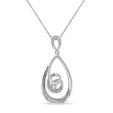 Espira .925 Sterling Silver 1/25 cttw Diamond Accent Tear Drop Swirl Pendant Necklace (H-I, I2-I3)