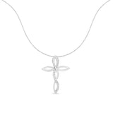 .925 Sterling Silver 1/4 cttw Diamond Cross Pendant Necklace (I-J, I3)