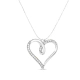 .925 Sterling Silver 1/4 cttw Channel Set Diamond Heart 18" Pendant Necklace (I-J Color, I3 Clarity)