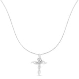 .925 Sterling Silver 1/6 cttw Diamond Cross Pendant Necklace (H-I, I1-I2)