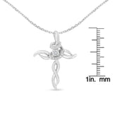 .925 Sterling Silver 1/6 cttw Diamond Cross Pendant Necklace (H-I, I1-I2)