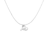 .925 Sterling Silver 1/10 Cttw Round Brilliant-Cut Diamond Accented Open Heart with Love 18" Pendant Necklace (H-I Color, I1-I2 Clarity)