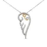 Yellow Plated Sterling Silver Diamond Angel Wing Pendant Necklace (1/4 cttw, H-I Color, I1-I2 Clarity)