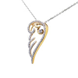 Yellow Plated Sterling Silver Diamond Angel Wing Pendant Necklace (1/4 cttw, H-I Color, I1-I2 Clarity)