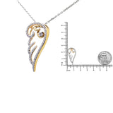 Yellow Plated Sterling Silver Diamond Angel Wing Pendant Necklace (1/4 cttw, H-I Color, I1-I2 Clarity)