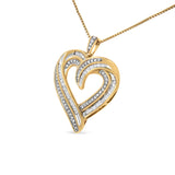 .925 Sterling Silver 3/4 Cttw Round and Baguette-Cut Diamond Open Heart 18" Pendant Necklace (I-J Color, I2-I3 Clarity)