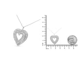 .925 Sterling Silver 1 1/4 Cttw Round and Baguette-Cut Diamond Composite Heart 18" Pendant Necklace (I-J Color, I1-I2 Clarity)