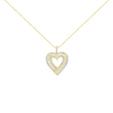 .925 Sterling Silver 1 3/8 Cttw Baguette Diamond Composite Heart 18" Inch Pendant Necklace (I-J Color, I1-I2 Clarity)