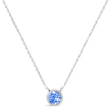 .925 Sterling Silver 1/10 Carat Blue Diamond Suspended Bezel-Set Solitaire 16"-18" Adjustable Pendant Necklace (Color Enhanced, I1-I2 Clarity)