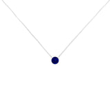 .925 Sterling Silver 2.5mm Lab Grown Cobalt Blue Sapphire Solitaire Bezel Necklace