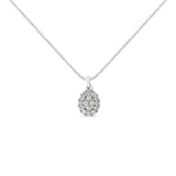 .925 Sterling Silver 1 1/2 Cttw Diamond Oval Cluster Pendant Necklace (I-J Color, I2-I3 Clarity) - 18"