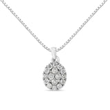 .925 Sterling Silver 1 1/2 Cttw Diamond Oval Cluster Pendant Necklace (I-J Color, I2-I3 Clarity) - 18"