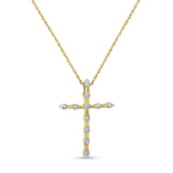 Yellow Plated .925 Sterling Silver 1/15 cttw Round Cut Diamond Cross Pendant Necklace (H-I, I2)