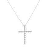 .925 Sterling Silver 1/6 Cttw Brilliant-Cut Diamond Miracle-Set Shared Prong Cross 18" Pendant Necklace (I-J Color, I2-I3 Clarity)