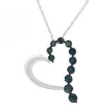 .925 Sterling Silver 1/10 Cttw Diamond Miracle-Set Open Heart 18" Pendant Necklace (Enhanced Blue Color, I2-I3 Clarity)