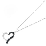 .925 Sterling Silver 1/10 Cttw Diamond Miracle-Set Open Heart 18" Pendant Necklace (Enhanced Blue Color, I2-I3 Clarity)