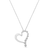 .925 Sterling Silver 1/10 Cttw Diamond Miracle-Set Open Heart 18" Pendant Necklace (H-I Color, I2-I3 Clarity)