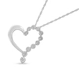 .925 Sterling Silver 1/10 Cttw Diamond Miracle-Set Open Heart 18" Pendant Necklace (H-I Color, I2-I3 Clarity)