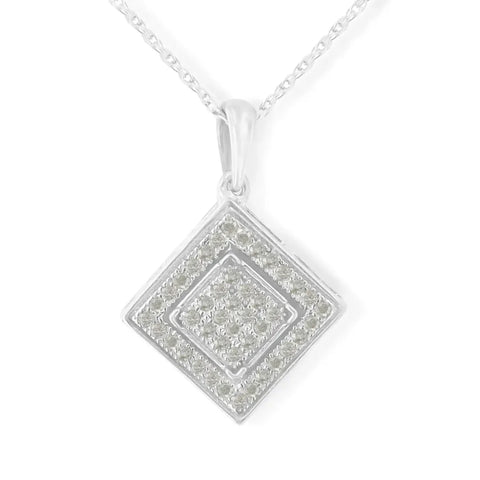 .925 Sterling Silver 1/3 cttw Diamond Rhombus Shaped 18