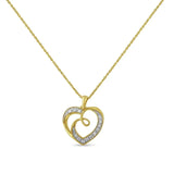 Yellow Plated .925 Sterling Silver 1/10 cttw Diamond Heart Pendant Necklace (H-I, I2)