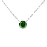 .925 Sterling Silver 1/5 Cttw Bezel Set Solitaire Treated Green Diamond 18" Pendant Necklace (Treated Green Color, I2-I3 Clarity)