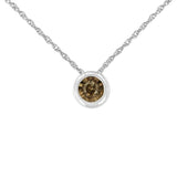 Two Toned .925 Sterling Silver 1/10 cttw Diamond Bezel Miracle Pendant Necklace (Champagne, I2)