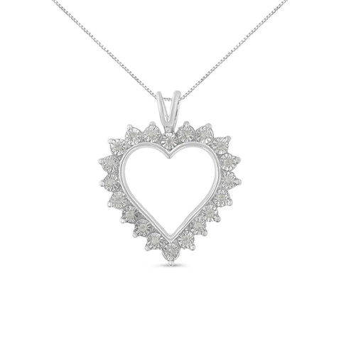 .925 Sterling Silver 1/4 Cttw Miracle Set Diamond Open Heart 18