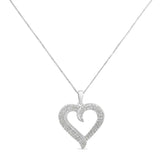 .925 Sterling Silver 1/6 cttw Pave-set Diamond Heart 18" Pendant Necklace (I-J Color, I3 Clarity)