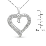 .925 Sterling Silver 1/6 cttw Pave-set Diamond Heart 18" Pendant Necklace (I-J Color, I3 Clarity)