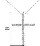 .925 Sterling Silver 1/2 Cttw Brilliant Cut Diamond Miracle-Set Cross 18" Unisex Pendant Necklace (I-J Color, I3 Clarity)