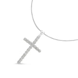 .925 Sterling Silver 1/4 Cttw Diamond Miracle Set Cross Unisex Pendant Necklace 18" (I-J Color, I3 Clarity)