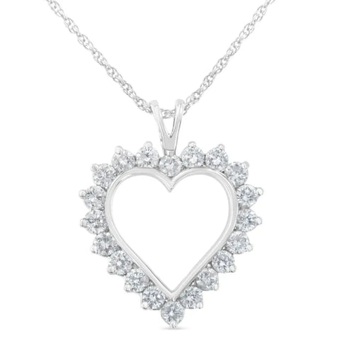 .925 Sterling Silver 1 cttw Diamond Love Heart Pendant Necklace (H-I, I1-I2)