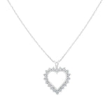 .925 Sterling Silver 1 cttw Diamond Love Heart Pendant Necklace (H-I, I1-I2)